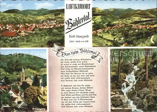 Buehlertal Panorama Ortseingang Gortelbach Wasserfaelle Gedicht Kat. Buehlertal