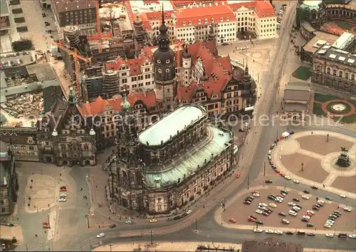 Dresden Katholische Hofkirche Schloss Fliegeraufnahme Kat. Dresden Elbe