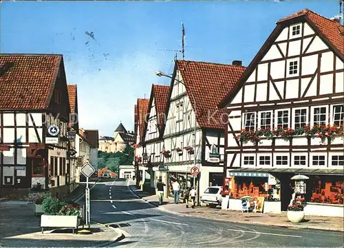 Waldeck Edersee Mittelalterliche Fachwerkhaeuser mit Schloss Kat. Edertal