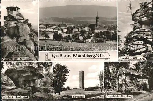 Muenchberg Oberfranken Aussichtsturm Schuessel Ehrenmal Waldsteine Kat. Muenchberg