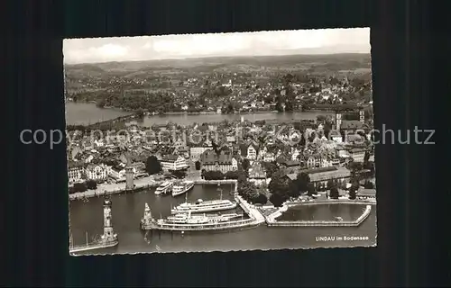 Lindau Bodensee Fliegeraufnahme Hafeneinfahrt Kat. Lindau (Bodensee)