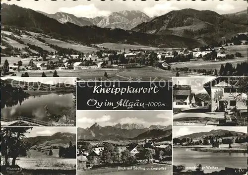 Oy Mittelberg Kneippkurort Saeuling mit Zugspitze Schwarzenberger Weiher Moorweg Gruentensee Kat. Oy Mittelberg