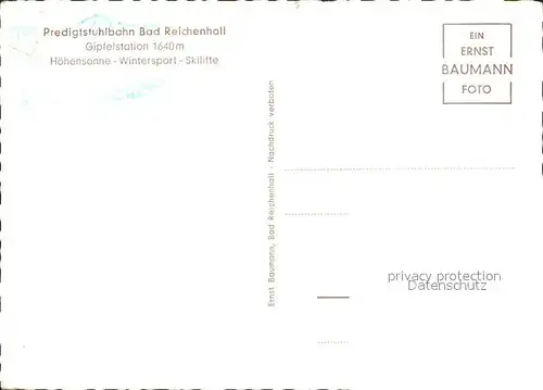 Bad Reichenhall Predigtstuhlbahn Rasthaus Schieglemulde Kat. Bad Reichenhall