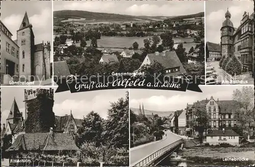 Alfeld Leine Landratsamt Gesamt Rathaus Fillerturm Leinebruecke Kat. Alfeld (Leine)