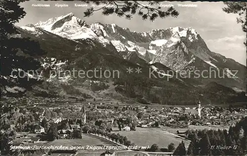 Garmisch Partenkirchen mit Zugspitzgruppe Kat. Garmisch Partenkirchen