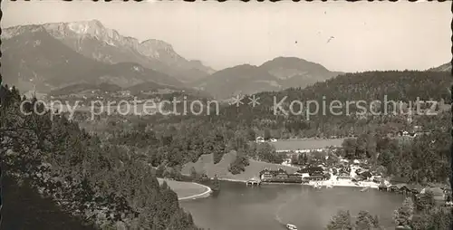 Koenigssee Blick auf Hotel Schiffmeister und Untersberg Kat. Schoenau a.Koenigssee