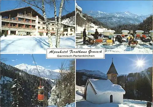 Garmisch Partenkirchen Alpenhotel Forsthaus Graseck Freiterrasse Seilbahn Kapelle Kat. Garmisch Partenkirchen