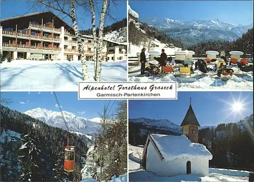 Garmisch Partenkirchen Alpenhotel Forsthaus Graseck Freiterrasse Seilbahn Kapelle Kat. Garmisch Partenkirchen