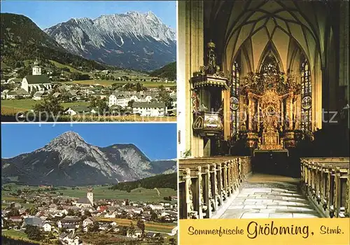 Groebming Steiermark mit Grimming Stoderzinken Kath Pferrkirche Hochaltar Kat. Groebming
