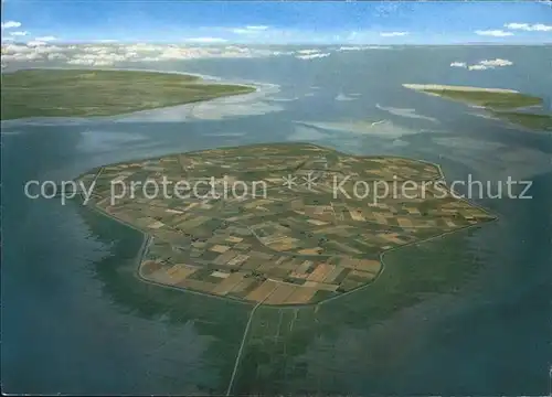 Nordstrand mit Insel Pellworm und Hallig Nordstrandischmoor Fliegeraufnahme Kat. Nordstrand