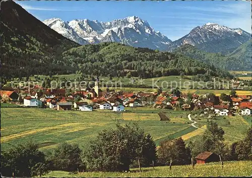 Ohlstadt mit Zugspitzgruppe und Kramer Kat. Ohlstadt