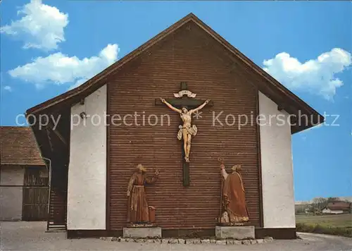 Parzham Niederbayern Bruder Konrad Geburtshof mit Hl Bruder Konrad und St Wolfgang unter dem Christuskreuz Kat. Fuerstenzell