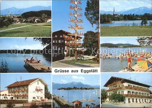 Eggstaett Oberbayern Ortsansicht Maibaum Hartsee Strandpartie Bootssteg Gasthaus / Eggstaett /Rosenheim LKR