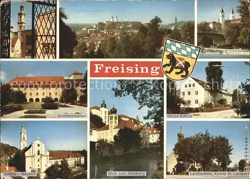 Freising Oberbayern Weihenstephan Kirche Neustift Blick zum Domberg Deula Schule Lerchenfeld Kirche St Lantpert Kat. Freising