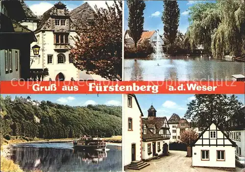 Fuerstenberg Weser Dorfmotive Fontaene Fahrgastschiff Kat. Fuerstenberg