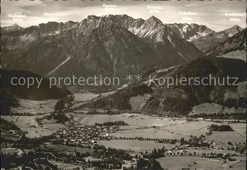 Bad Oberdorf Panorama mit Allgaeuer Alpen Kat. Bad Hindelang