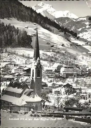 Landeck Tirol mit Kirche und Hohem Riffler  Kat. Landeck