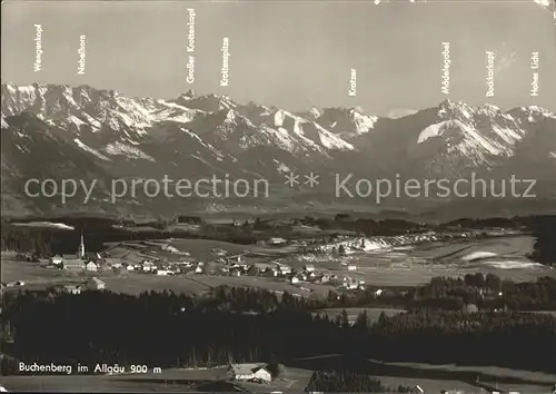 Buchenberg Allgaeu Panorama mit Allgaeuer Alpen Kat. Buchenberg