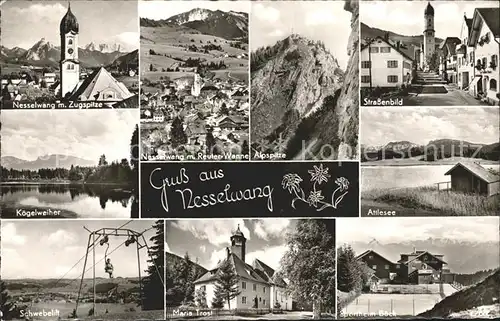 Nesselwang Strassenbild Koegelweiher Schwebelift Kat. Nesselwang