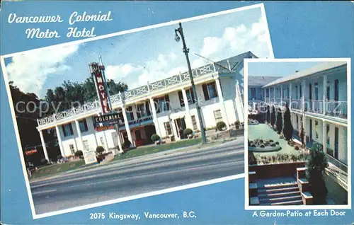 Vancouver British Columbia Colonial Motor Hotel Kat. Vancouver