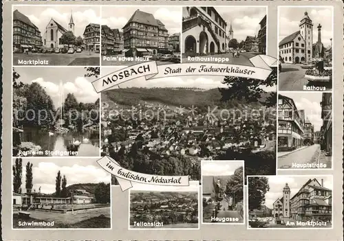 Mosbach Baden Rathaus Rathaustreppe Hauptstrasse Marktplatz / Mosbach /Neckar-Odenwald-Kreis LKR