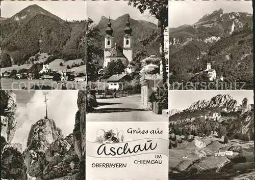 Aschau Chiemgau Panorama Bergkreuz Kirche Kat. Aschau i.Chiemgau
