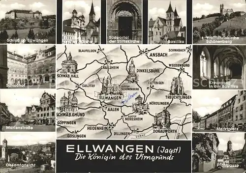 Ellwangen Jagst Kreuzgang in der Basilika Marktplatz Schlosshof Kat. Ellwangen (Jagst)