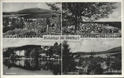 Braunlage Wurmberg Blick von der Rosenthalbank Gondelteich Achtermann Kat. Braunlage Harz