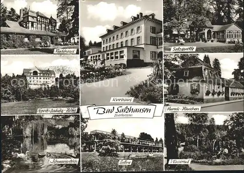 Bad Salzhausen Badehaus Kurhaus Salzquelle Ernst Ludwig Heim Barock Haeuschen Schwanenteich Saline Wasserrad Kat. Nidda