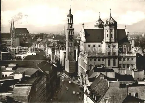 Augsburg Maximilianstr mit Rathaus und Perlach Kat. Augsburg