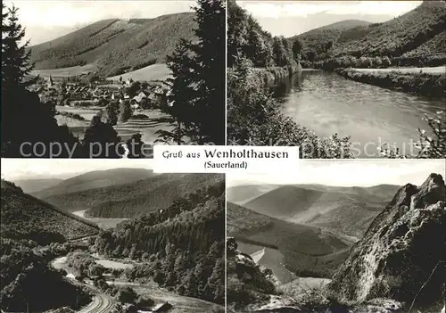 Wenholthausen Ortsblick Fluss Panorama Kat. Eslohe (Sauerland)