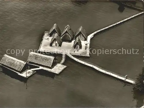 Unteruhldingen Freilichtmuseum Pfahlbauten Fliegeraufnahme / Uhldingen-Muehlhofen /Bodenseekreis LKR