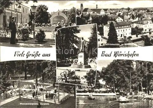 Bad Woerishofen Kurhaus Ortsblick mit Kirchen Wassertretplatz Kurpark Waldsee Kat. Bad Woerishofen