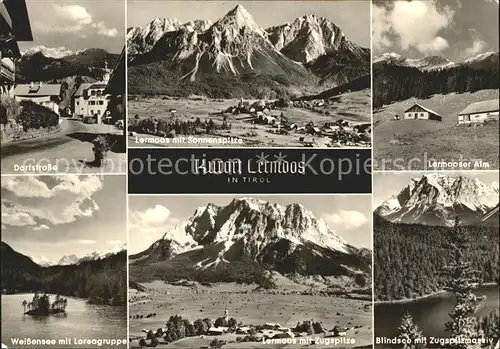 Lermoos Tirol Dorfstrasse Ortsansicht mit Sonnenspitze Lermooser Alm Weissensee Zugspitze Blindsee Kat. Lermoos