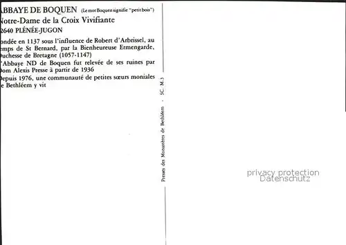 Plenee Jugon Abbaye de Boquen Notre Dame de la Croix Vivifiante vue aerienne Kat. Plenee Jugon