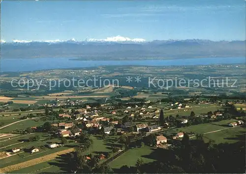 Arzier Panorama Lac Leman et Mont Blanc Alpenpanorama Fliegeraufnahme Kat. Arzier