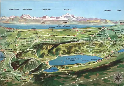 Le Brassus Lac de Joux Lac Leman et les Alpes vue d oiseau Kat. Le Brassus