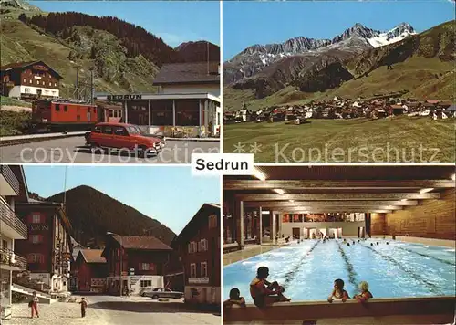 Sedrun Bahnhof Piz Culmatsch Hallenbad Dorfpartie Kat. Sedrun