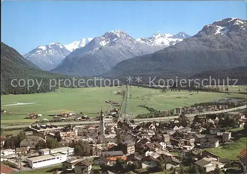 Samedan Sommerpanorama Oberengadin Alpen Kat. Samedan