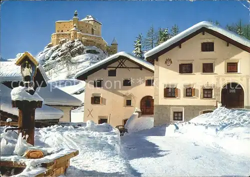 Tarasp Dorfpartie Brunnen Schloss Kat. Tarasp