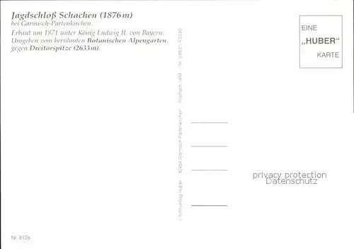 Schachen Garmisch Jagdschloss Alpenrosen Enzian Edelweiss Huber Karte Nr. 8126 Kat. Garmisch Partenkirchen
