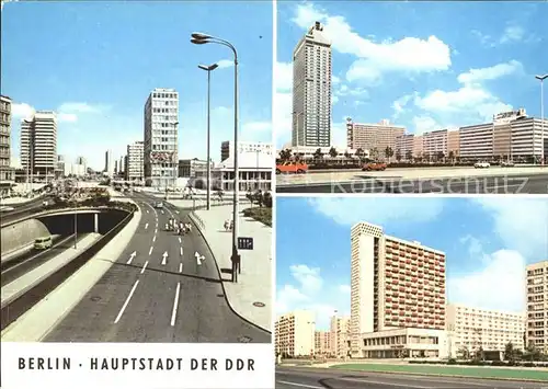 Berlin Autotunnel am Alexanderplatz Interhotel Stadt Berlin Hans Beimler Strasse Hochhaus Hauptstadt der DDR Kat. Berlin