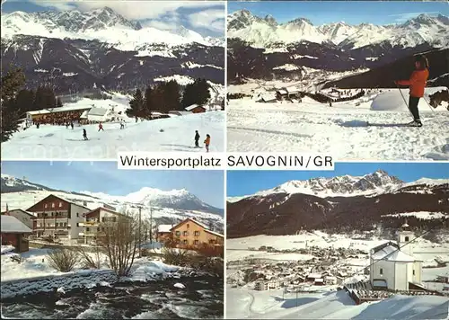 Savognin Kapelle Skipiste Wintersportplatz Alpenpanorama Kat. Savognin