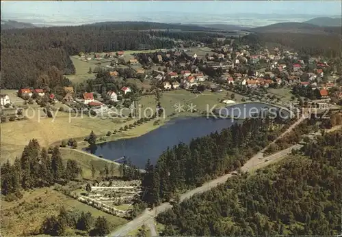 Hahnenklee Bockswiese Harz Heilklimatischer Kurort Wintersportplatz Fliegeraufnahme Kat. Goslar