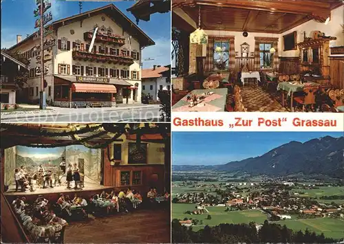 Grassau Chiemgau Gasthaus Hotel Post Restaurant Maibaum Musikkapelle Kat. Grassau