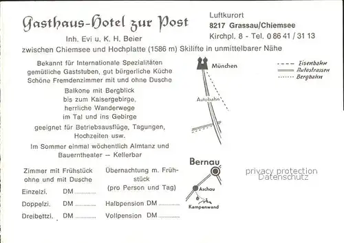 Grassau Chiemgau Gasthaus Hotel Post Restaurant Maibaum Musikkapelle Kat. Grassau
