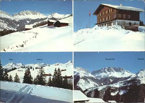 Schiers Berghaus Mottis Stels Schneespur Winterpanorama Alpen Kat. Schiers
