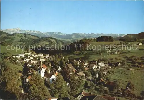 Oberhelfenschwil Panorama mit Saentis und Churfirsten Appenzeller Alpen Kat. Oberhelfenschwil