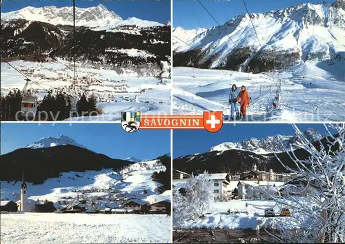 Savognin Wintersportplatz Skilift Alpenpanorama Kat. Savognin