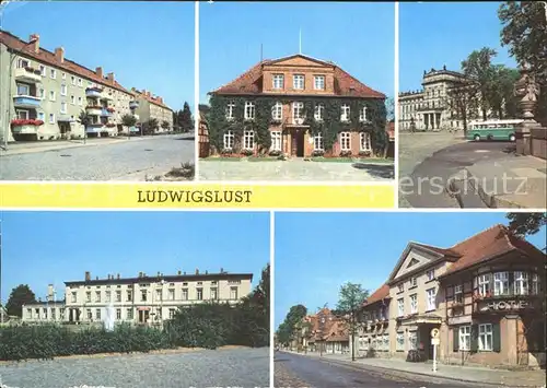 Ludwigslust John Brinckmann Strasse Rathaus Schloss Bahnhof HO Hotel Mecklenburger Hof Kat. Ludwigslust